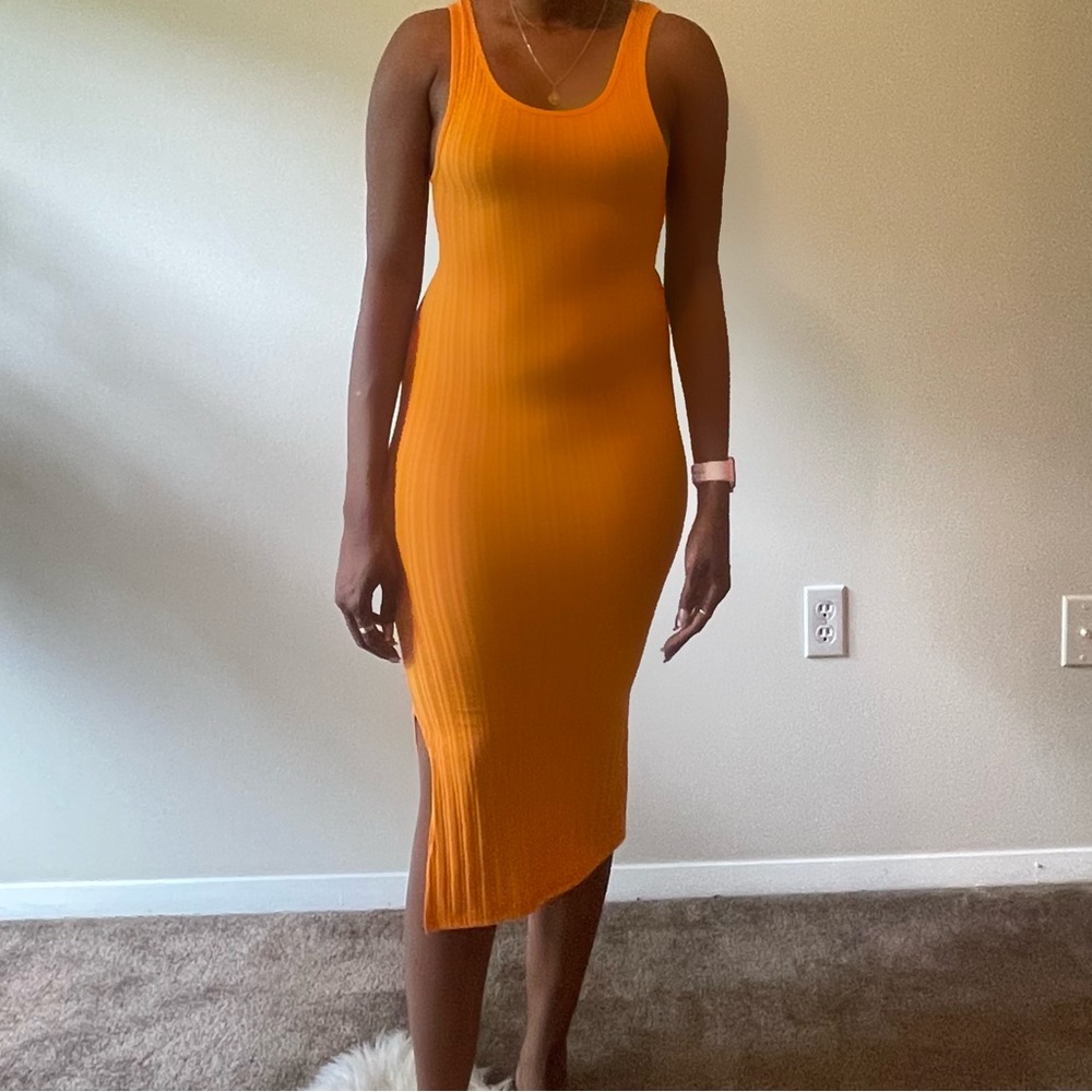 Orange ribbed dress